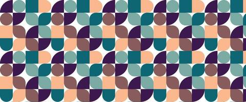 Geometric pattern vector background with Scandinavian abstract color or Swiss geometry prints of rectangles, squares and circles shape design