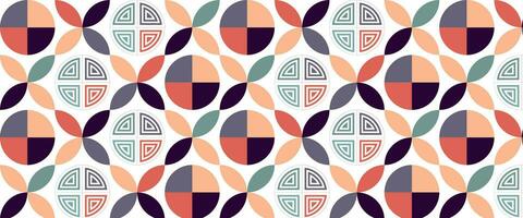 Geometric pattern vector background with Scandinavian abstract color or Swiss geometry prints of rectangles, squares and circles shape design