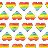 Vector seamless pattern with rainbow heart. Love pride month. Abstract doodle pattern. Gay parade, LGBT rights symbol. Background, pattern, wrapping paper, bag template, print for a packet.