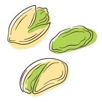 pistacho icono en línea y color Arte estilo. plano nuez diseño para menú, paquete y cafetería. vector ilustración aislado en un blanco antecedentes.