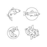 Salmon Fish single continuous illustration vector