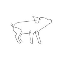 Pig single line illustration drawing vector