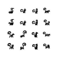 Skunk black white silhouette logo icon design illustration vector