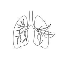 lung single line illustration drawing vector