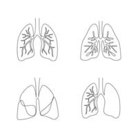 lung single line illustration drawing vector