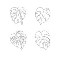 monstera continuo línea ilustración vector