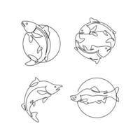 Salmon Fish single continuous illustration vector