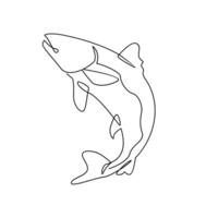 salmón pescado soltero línea ilustración vector