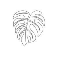 Monstera continuous Line illustration vector