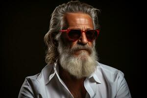 AI generated Old man with beard and sunglasses, images of senior citizens photo