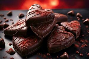 AI generated Symbolic heart chocolates amidst turbulent clouds, engagement, wedding and anniversary image photo