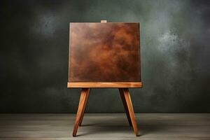 AI generated A vintage style chalkboard on a wooden stand against a modern grey wall, diverse education and teachers day image photo