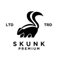 Skunk black white silhouette logo icon design illustration vector