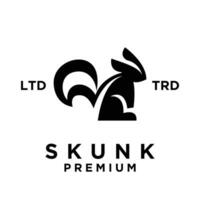 Skunk black white silhouette logo icon design illustration vector