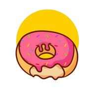 Donut cartoon flat style. Fast food concept design. Isolated white background. Vector art illustration.