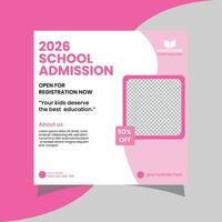 School Admission Social Media Post Template Design vector