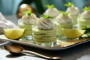 AI generated Clean and elegant a white themed culinary presentation on a plate, eid and ramadan images photo
