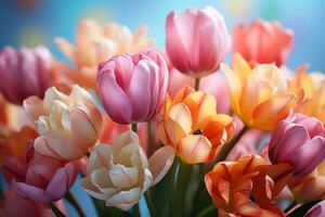 AI generated Tulip ensemble sunlit floral, spring session photos
