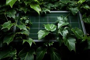 ai generado solar paneles coexistiendo con naturaleza verde pabellón, Vamos verde imágenes foto