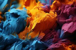 AI generated Microscopic symphony of holi powder patterns, holi festival image download photo