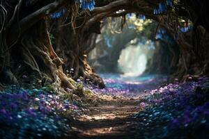 AI generated Bluebells in a enchanted forest, spring session photos