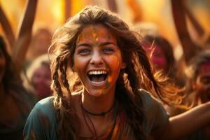 AI generated Hues of harmony spiritual and joyous holi celebration, holi festival image download photo