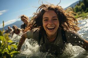 AI generated Friends creating waves and memories on the lake, best summer image photo