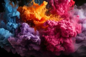 AI generated Billowing holi color smoke in motion, holi festival image download photo