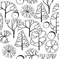 seamless pattern of trees, hand drawing, top view. architectural ink drawing, vector. vector