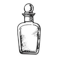 botellas con perfume, vector dibujo en bosquejo estilo. Clásico