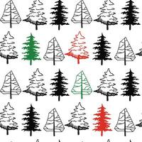 seamless pattern of Christmas trees, fir, hand drawing, frontal view. architectural ink drawing, vector. vector