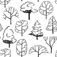 seamless pattern of trees, hand drawing, frontal view. architectural ink drawing, vector. vector