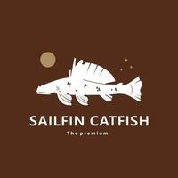 animal sailfin catfish natural logo vector icon silhouette retro hipster