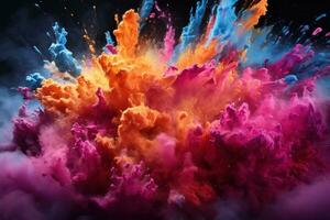 AI generated Bursting holi powder bubbles, holi festival image download photo