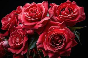 AI generated Sensitive red roses gracefully sway releasing the sweet perfume of romance, valentine, dating and love proposal image photo