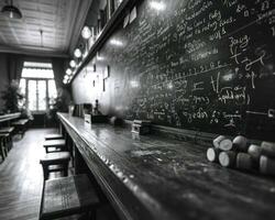 AI generated Chalkboard displaying an array of symbols and information, educational photo