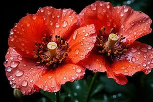 AI generated Poppies adorned with glistening droplets, spring session photos