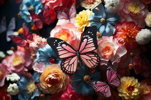 AI generated Elegance frozen moment of butterfly bloom ballet, spring session photos