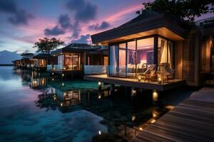 ai generado descubrir el mejor hoteles en el Maldivas, relajante verano escena foto