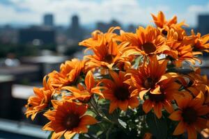 ai generado horizontes girasoles reimaginando urbano paisaje, primavera sesión fotos