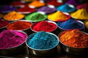 AI generated Exploring the joyful spectrum of colorful powder, holi festival image download photo