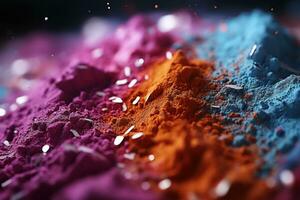 AI generated Intense texture of raining holi powders, holi festival image download photo