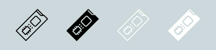 ssd icono conjunto en negro y blanco. conducir señales vector ilustración.