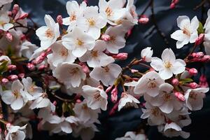 ai generado primavera efímero danza y flores en vuelo, primavera sesión fotos