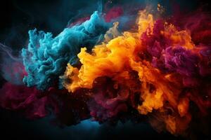 AI generated Flames intertwined with holi color trails, holi festival image download photo