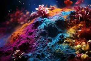 AI generated Holi glowing representation of earth, holi festival image download photo