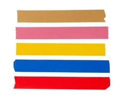 parte superior ver conjunto de multicolor adhesivo vinilo o paño cinta en rayas aislado en blanco antecedentes con recorte camino foto