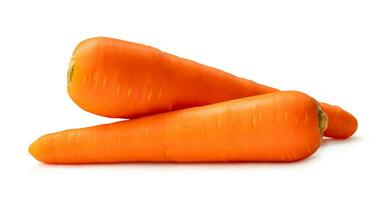 Two fresh orange carrots in stack isolated on white background with clipping path photo