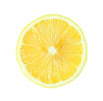 Top view of beautiful yellow lemon half isolated on white background with clipping path photo