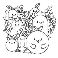 Cute and kawaii character in doodle art for coloring book or design print. vector illustration design